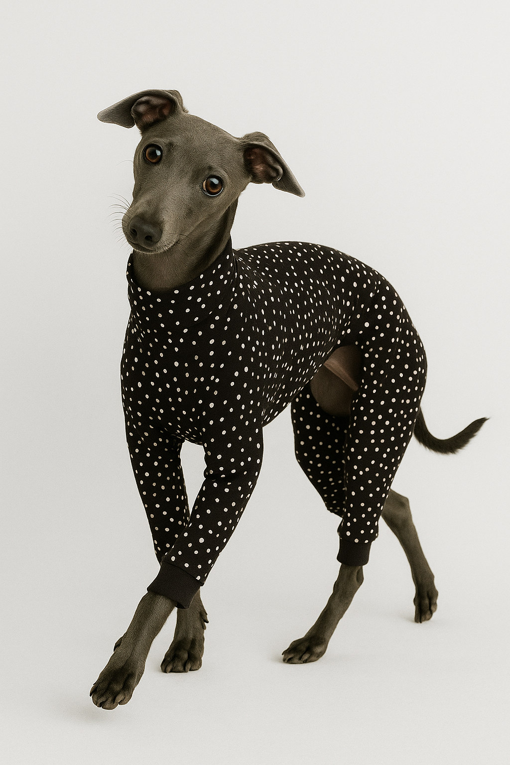 Overall schwarz mit weissen Punkten