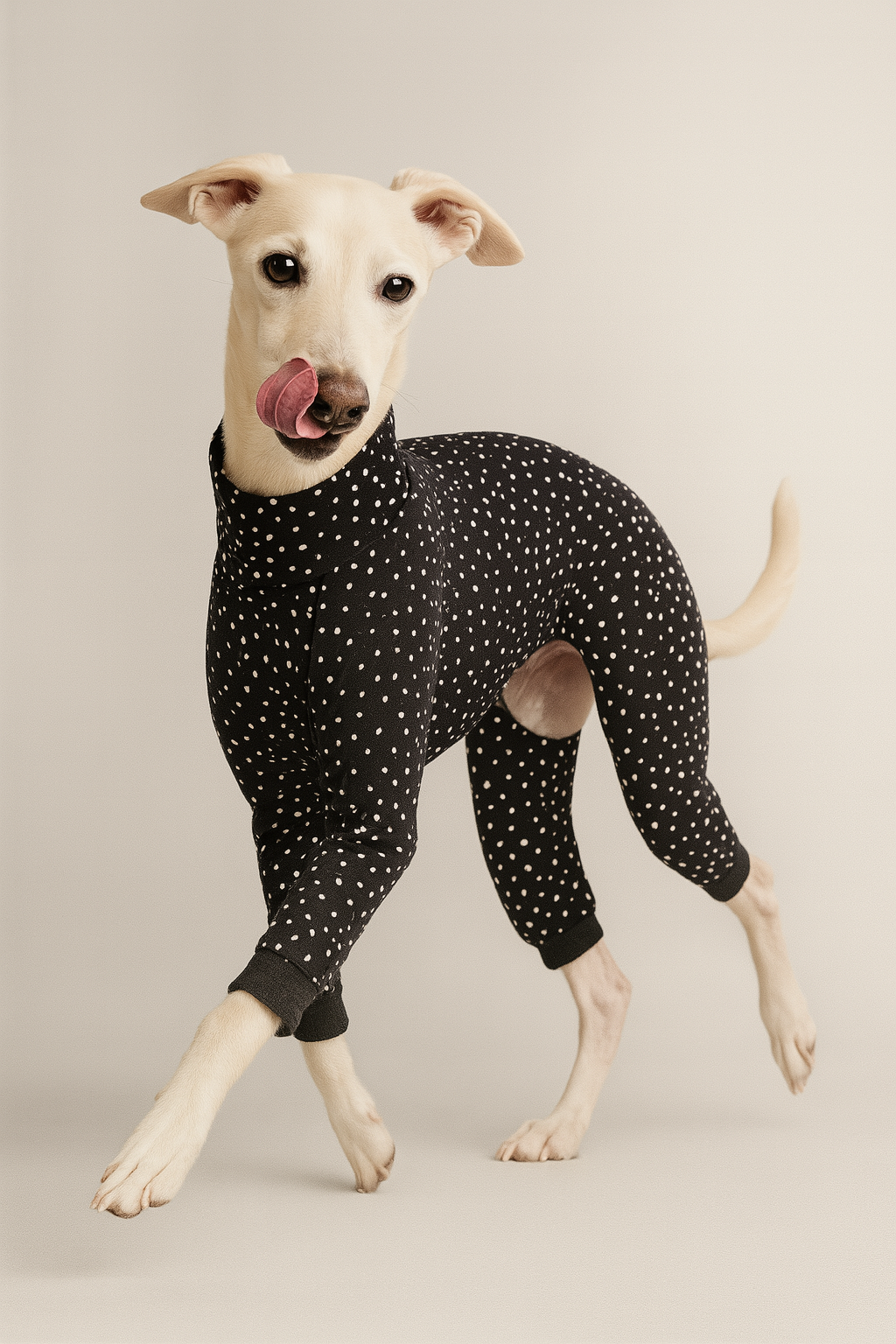 Overall schwarz mit weissen Punkten