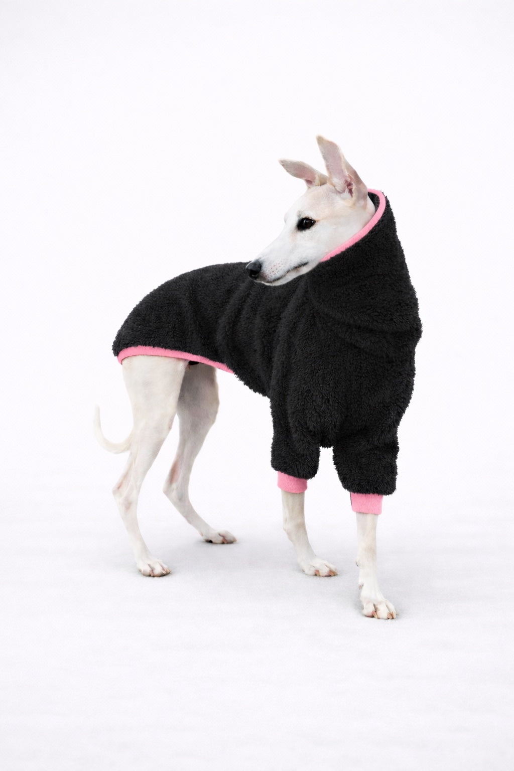 Urban Fleece Sweater schwarz mit neon pink